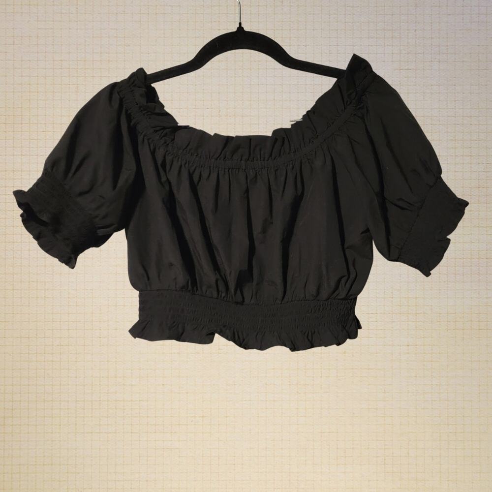 Renaissance Fairycore True Destiny Black Cropped Elastic Band Top Medium
